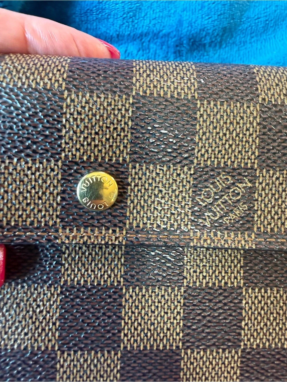 Louis Vuitton Brown Damier Ebene Wallet w/D-Ring & *Unbranded Chain Wristlet